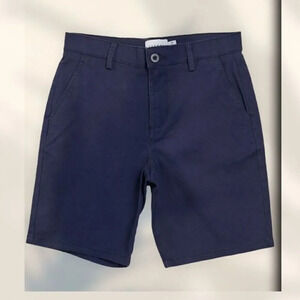 TOPMAN MENS Navy Blue Stretch Slim Fit Chino Shorts Size 32